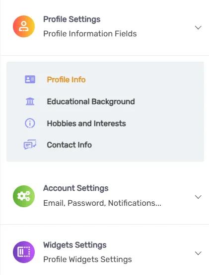 Profile sections 